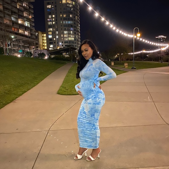 Fashion Nova Dresses & Skirts - Baby blue tie dye long sleeve maxi dress
